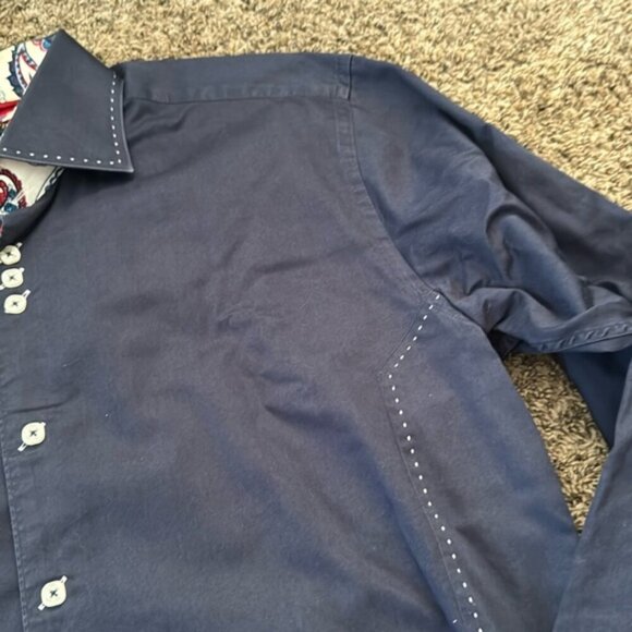 Bertigo 5(XL) Blue Contrast Cuff Dress Shirt - Picture 3 of 6